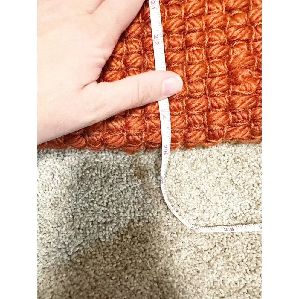 West Elm‎ Textured Woven Throw Blanket Rust Orange Fringe Tassel Boho Modern